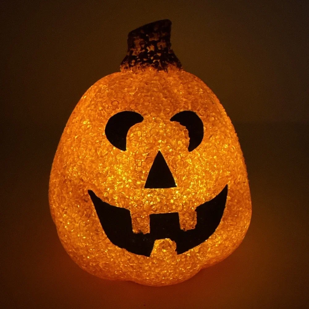 Lot Of 3 VTG‎ Halloween Melted Plastic Popcorn Light Up Jack O Lanterns Seasons